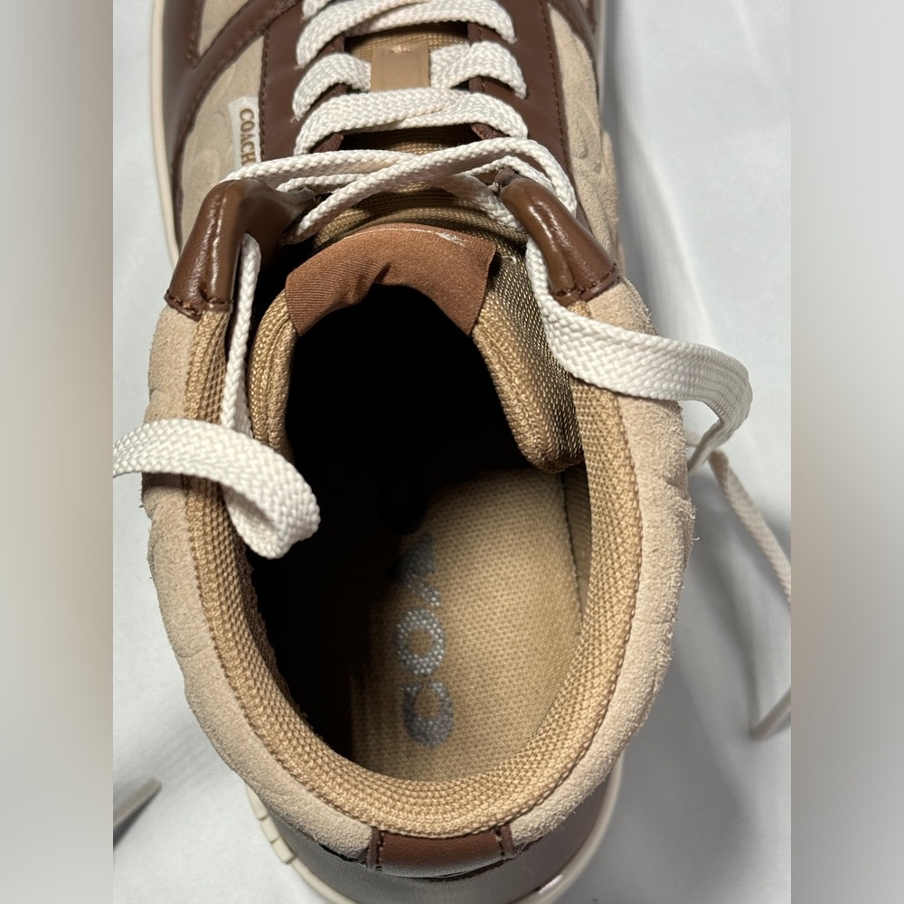 New Authentic Coach Mens Taupe Clip Court High Top Sneaker In Signature Sz 11 - Picture 14 of 14